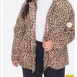 Plus Size Leopard Print Jacket